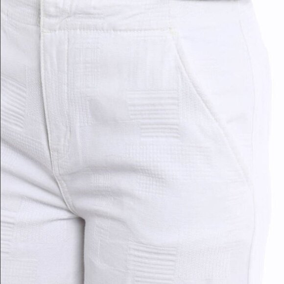 Tory Burch Wide Leg Crop Pant Womens 27 White Jacquard Cotton Culotte Summer - Picture 10 of 13